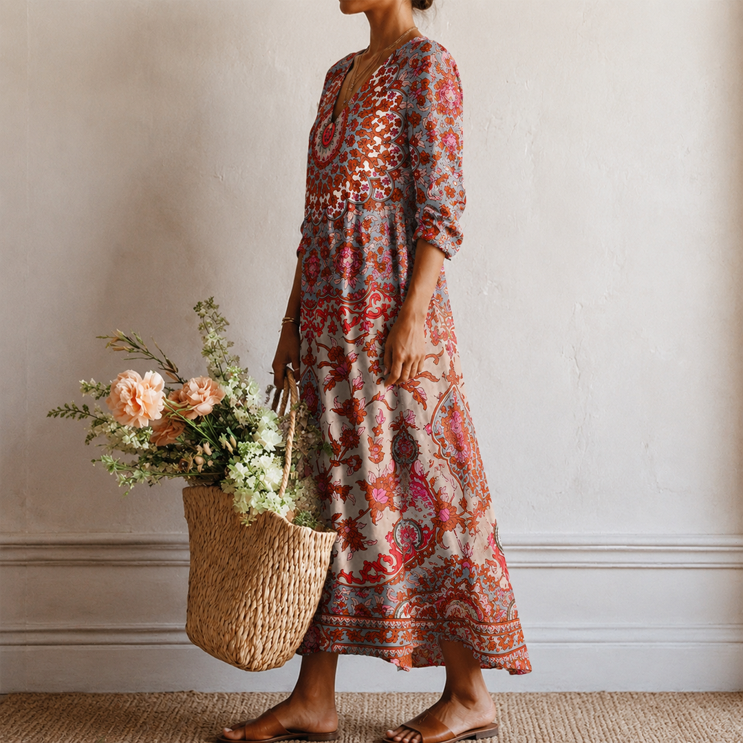 Verena™ | Boho Maxi Dress with Oriental Mandala Print