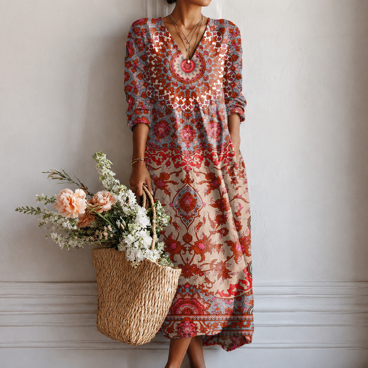 Verena™ | Boho Maxi Dress with Oriental Mandala Print