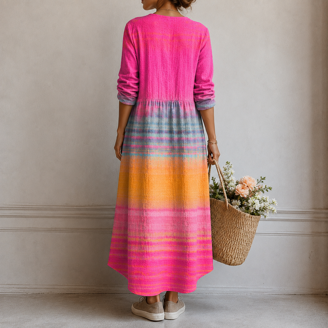 Barbel™ | Boho Maxi Dress with Rainbow Stripes