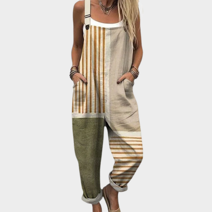 Juliette | Bright &amp; Refined Natural Stripe Jumpsuit