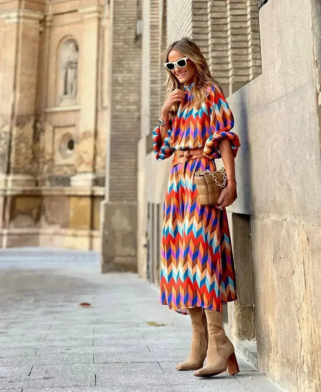 Cassandra - Vibrant Geometric Dress