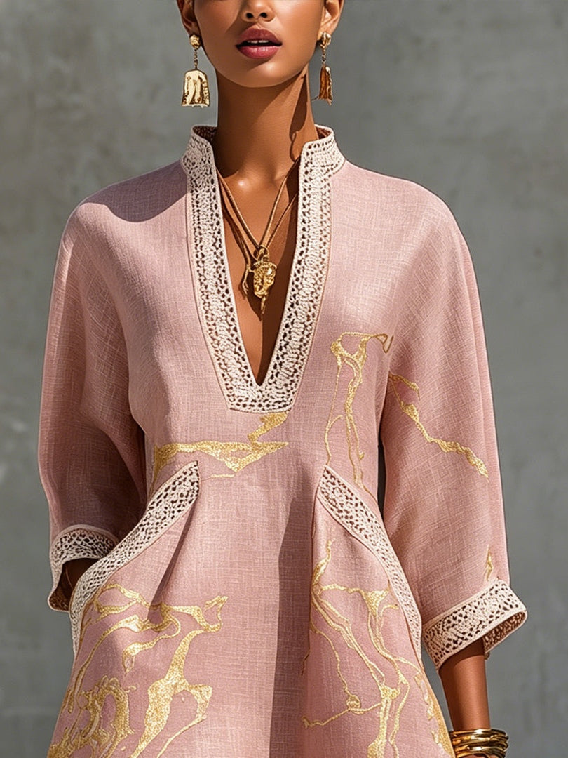 Odette | Crochet-Trim V-Neck Mini Dress