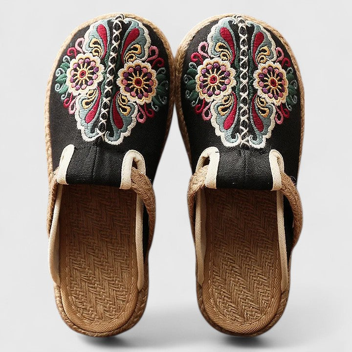 Clarize - Embroidered Flat Sandals