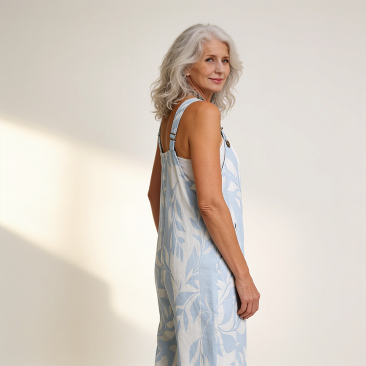 Naomi | Azure Leaf Print with a Light Look